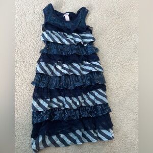 Justice Navy and White Layered Midi Skirt